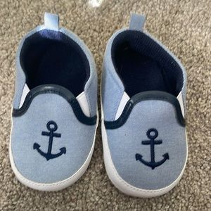 HB Anchor crib shoes, blue, size 12-18M